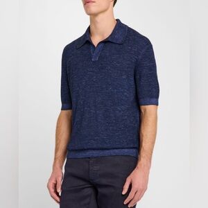 ZEGNA Waffle Knit Silk Cashmere Linen Polo Sweater NWT IT 48 US S/M
